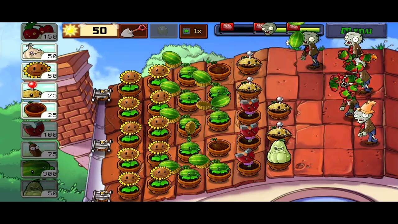 Adventure: Roof Level 3 | Round 2 | Plants vs Zombies | melon pult | Completed