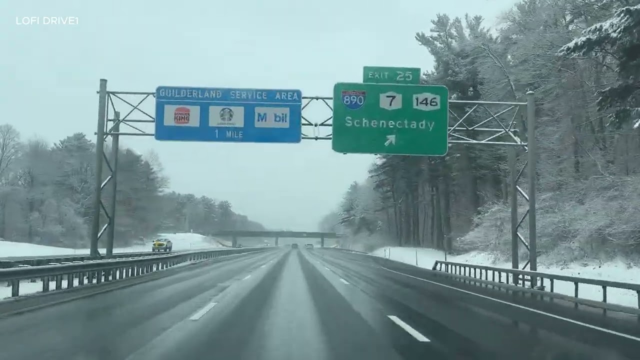 Snowy I-87 South Drive ❄️ Exit 25 → Exit 24 Scenic Winter Highway (4K POV)