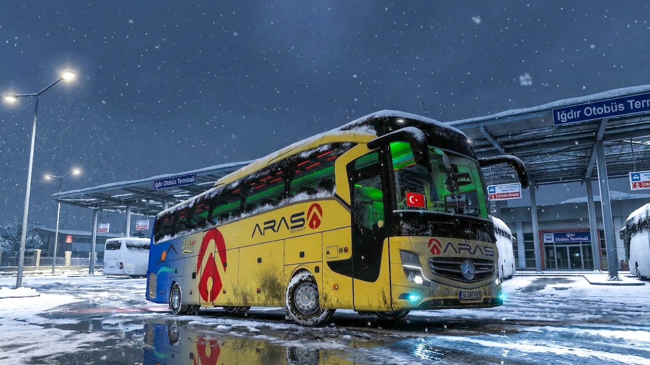 Karlı Gece Yolculuğu | Aras Seyahat | Iğdır - Kars - Erzurum Seferi #ets2 #bus  #scssoftware