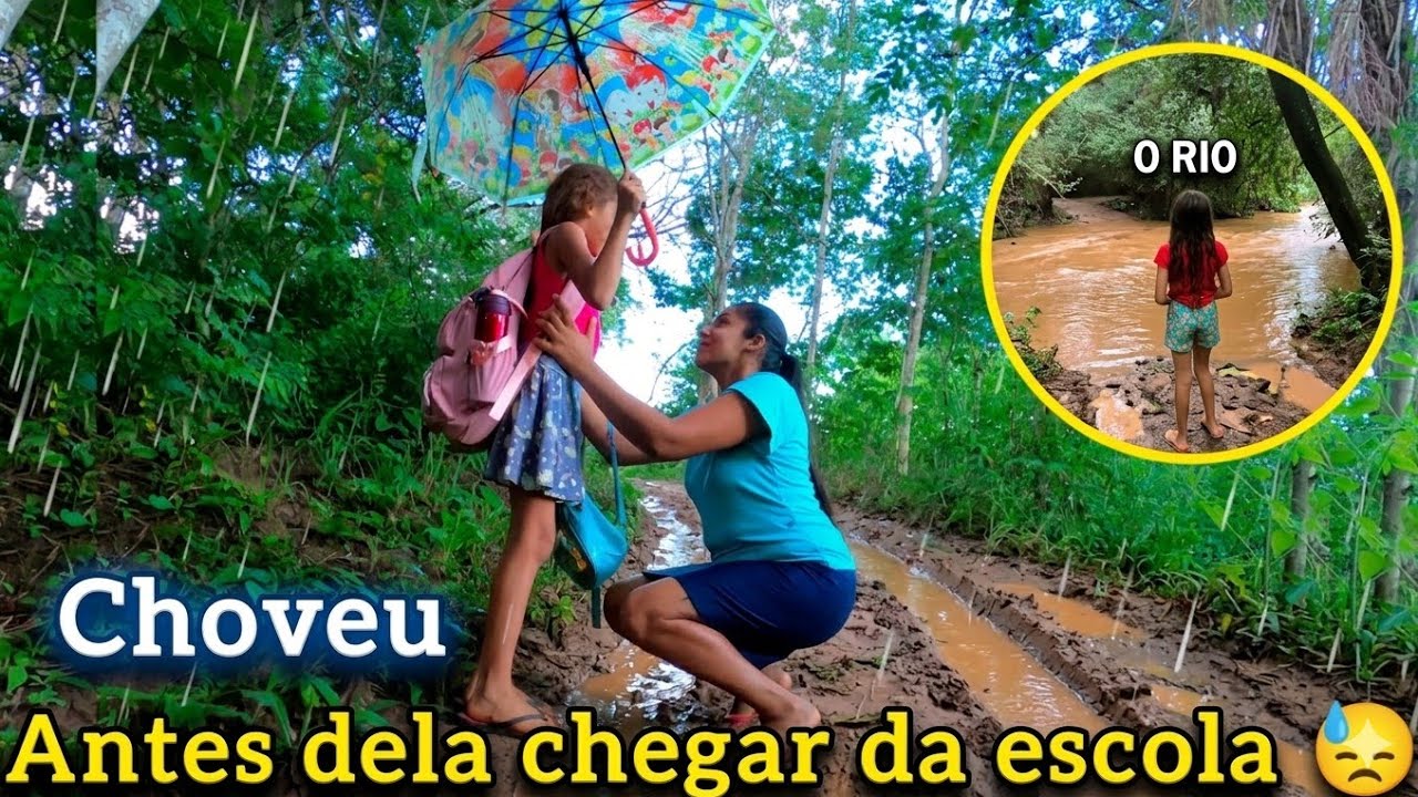 Começou a chover e Lavínia estava na escola… olha o desafio para buscar ela