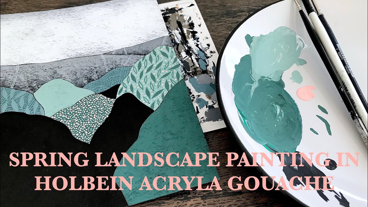 Spring Landscape Painting in Acryla Gouache ✶ Time lapse & real-time progression ✶ Natasha Newton
