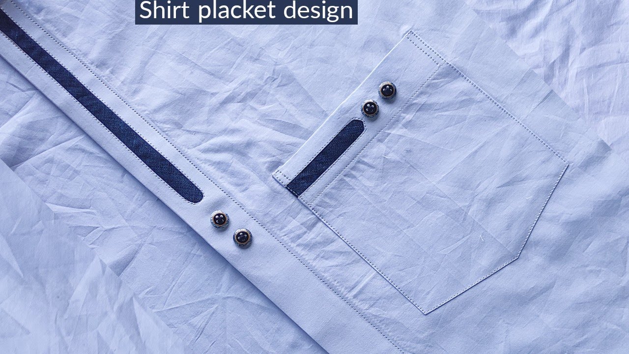 easy to sew a designer shirt placket and pocket // shirt designer placket stitching easy method //