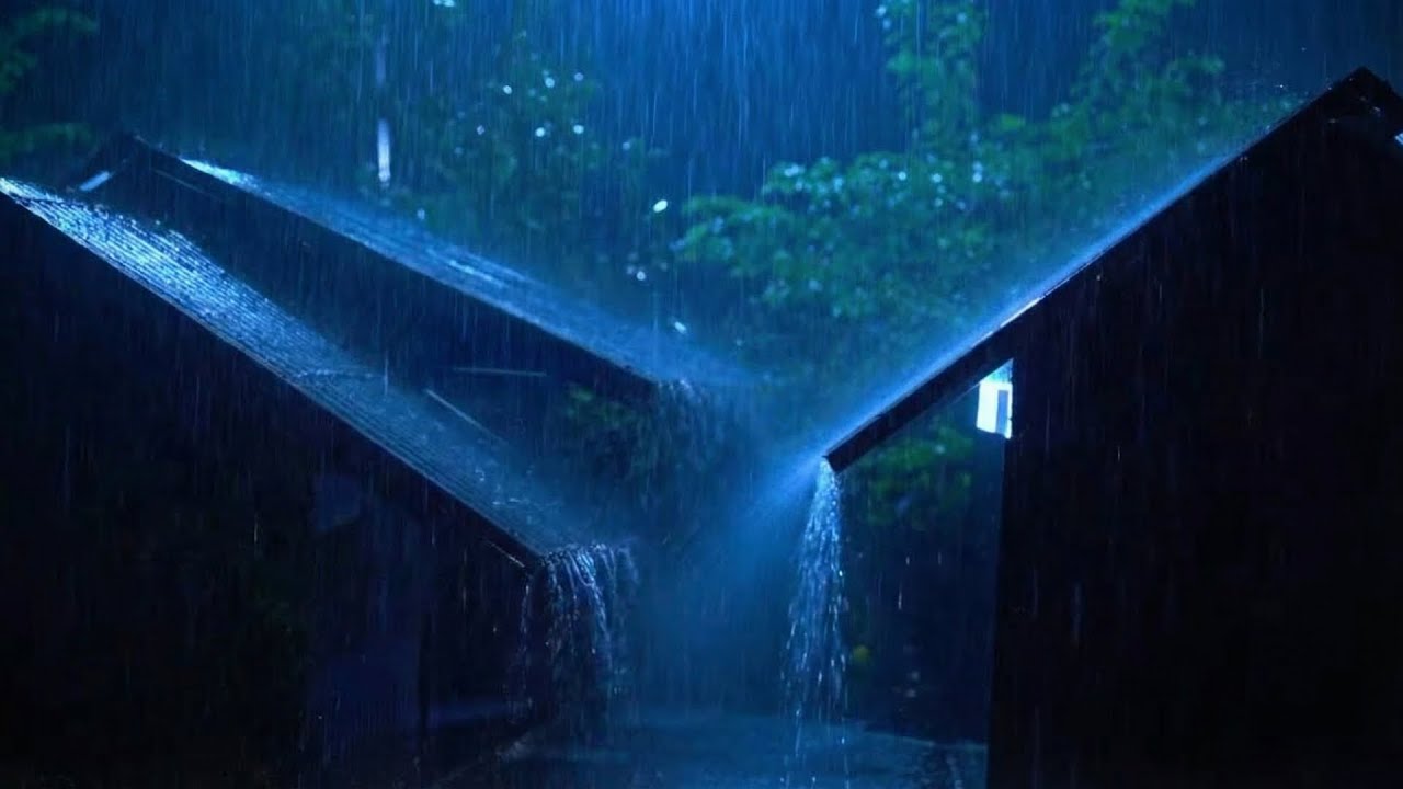 Rain Sounds for Sleeping - Sound of Heavy Rainstorm & Thunder in the Misty Forest At Night