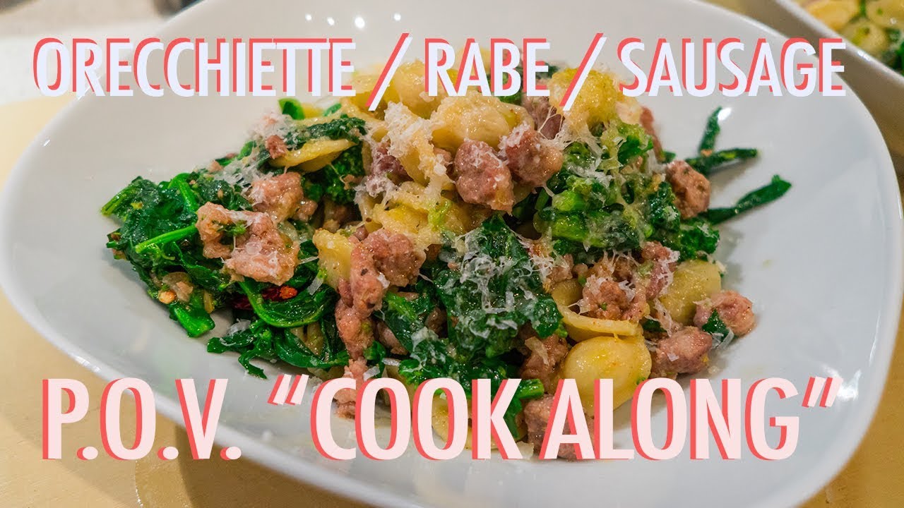 Орекьетте с брокколи рабе и колбасками (видео от первого лица) — совместное приготовление.