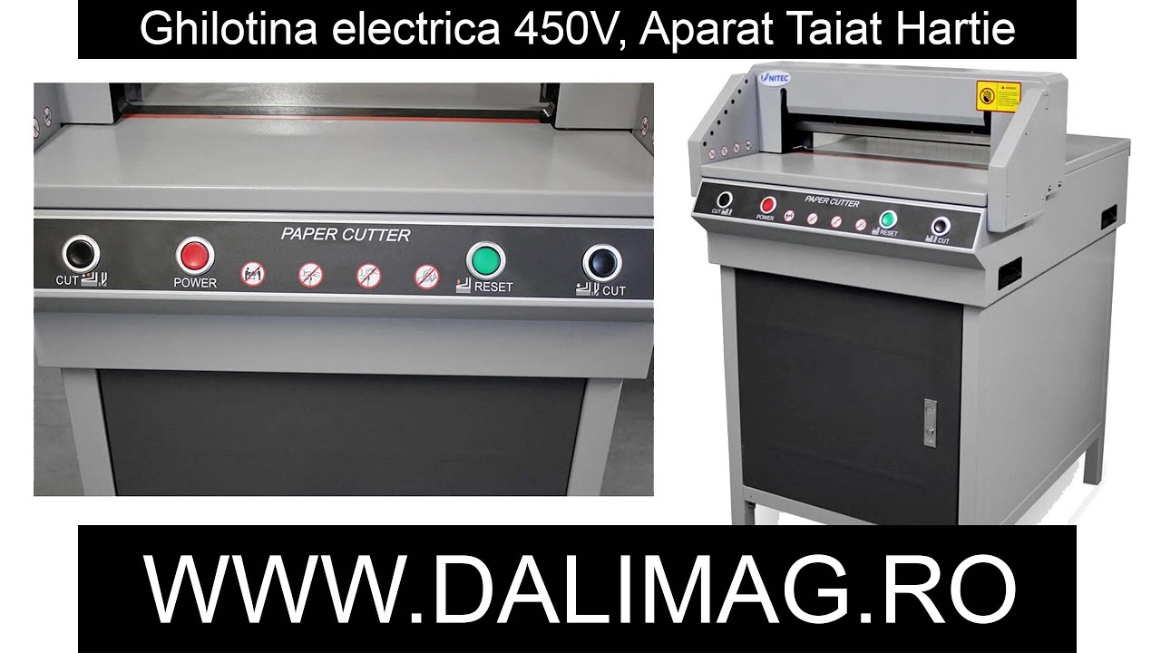 Ghilotina electrica 450V, Aparat Pentru Taiat Hartie, Automat, Reglabil, Stand, DALIMAG.ro