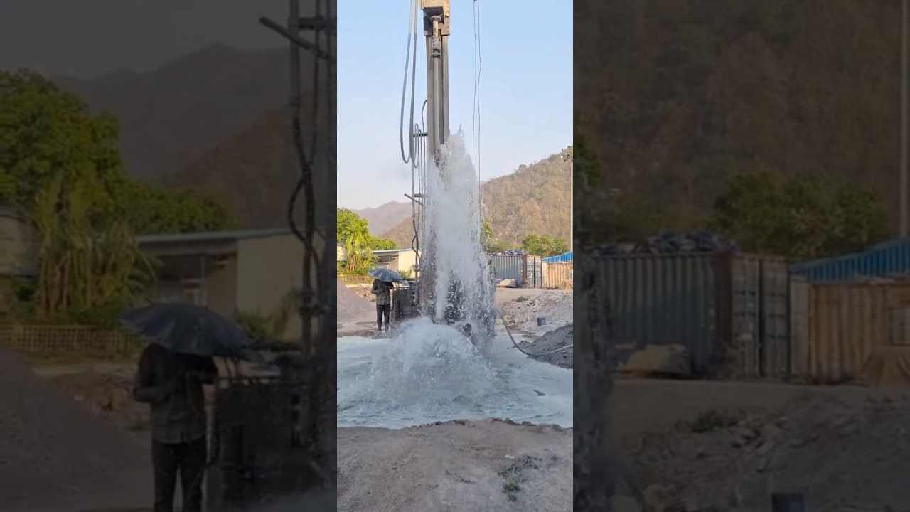bore well water drilling borewell drilling forBorewell drilling high pressure wat #wate #borehole