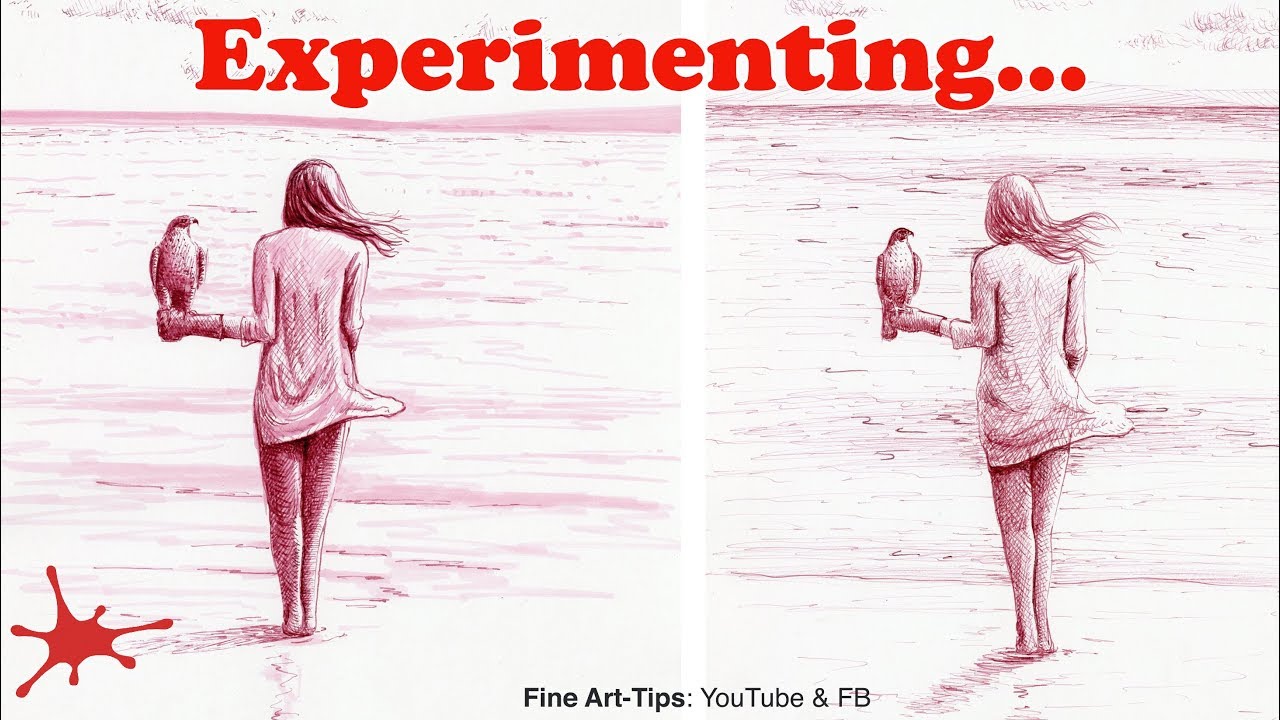Experimenting: How to Draw A Woman With a Falcon - Pen & Ink