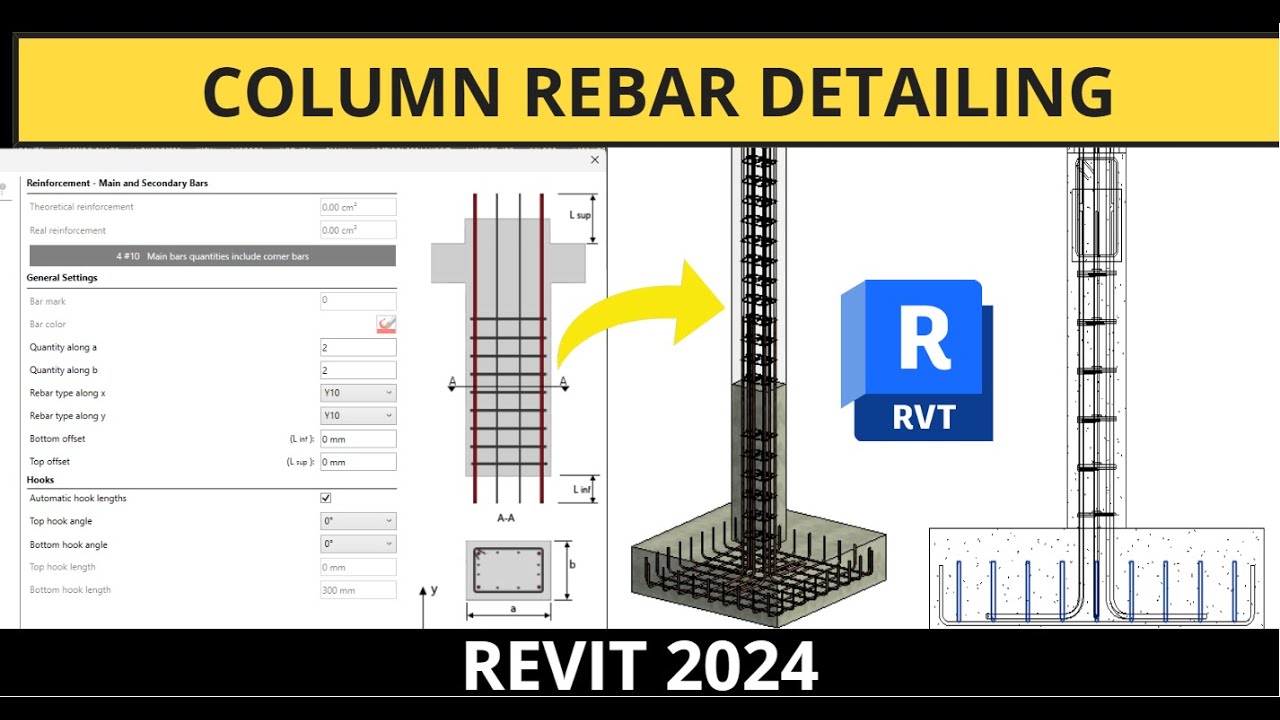 Revit 2024 Tutorial -  Columns Rebar Detailing with PowerPack Detailing Plugin