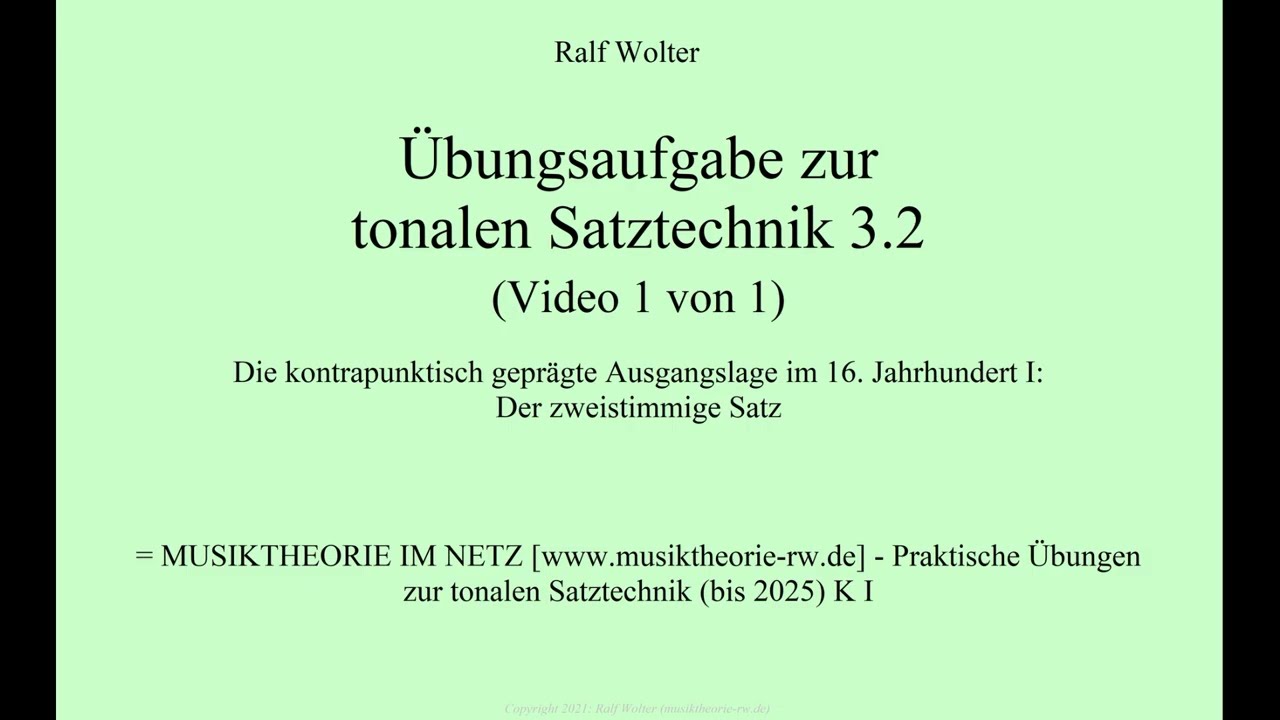 Übungsaufgabe zur tonalen Satztechnik 3.2 (Video 1 von 1)