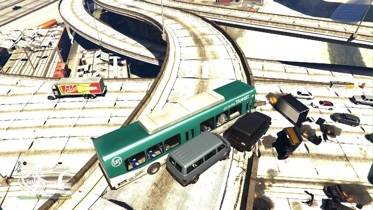 Grand Theft Auto V Traffic Bus Highway 😭 part 14