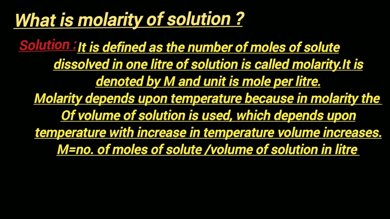 Molarity definition|what is molarity?|why molarity depends on temperature?||#CW-A★|11th &12th class