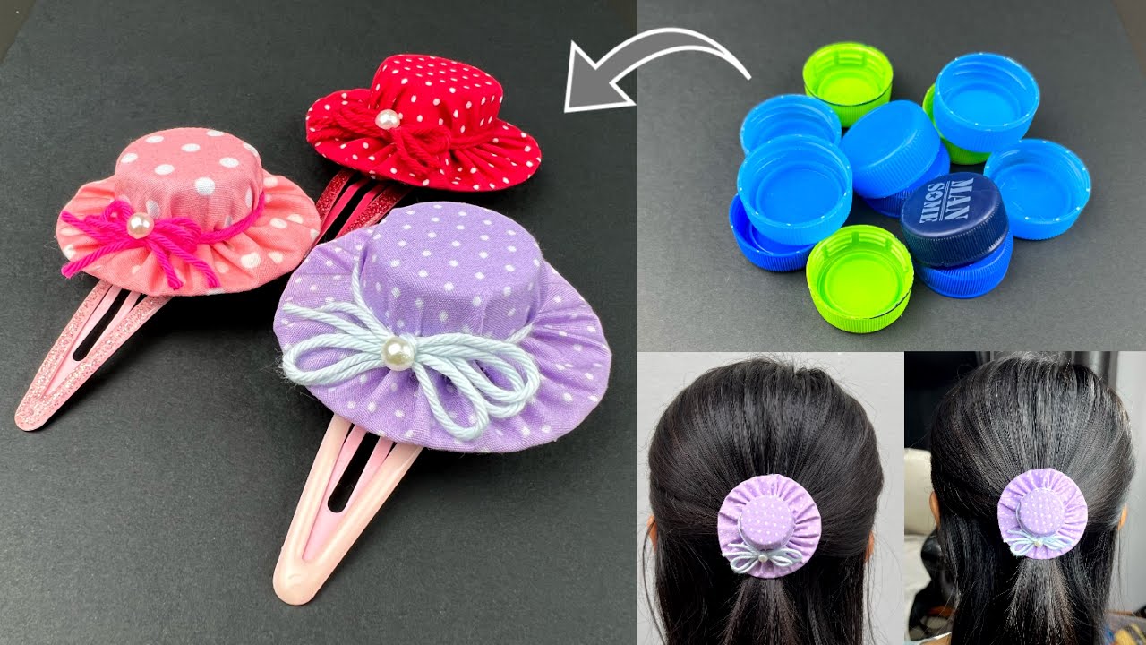 กิ๊ฟติดผมจากฝาขวดน้ำอัดลม | DIY Hair Clip from Plastic battle cap.
