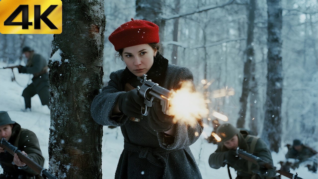 【4K】2026 боевик: Киллеры атакуют шпионку в снегу, но она перебивает их одним пистолетом
