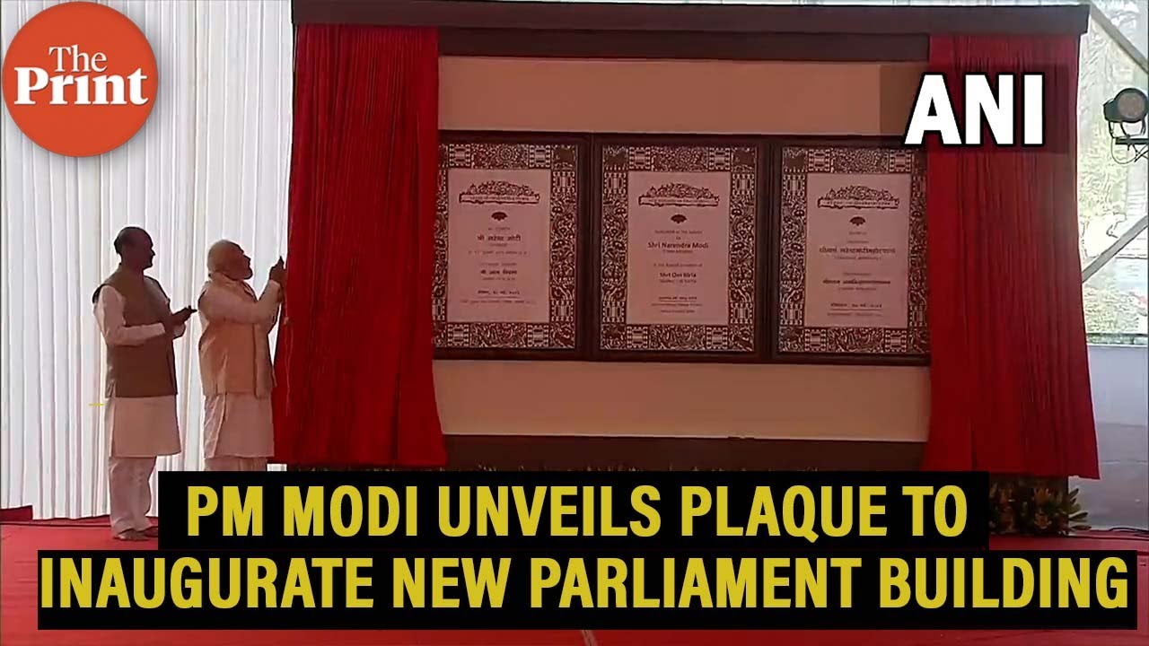 PM Modi unveils plaque to mark inauguration of new Parliament building
