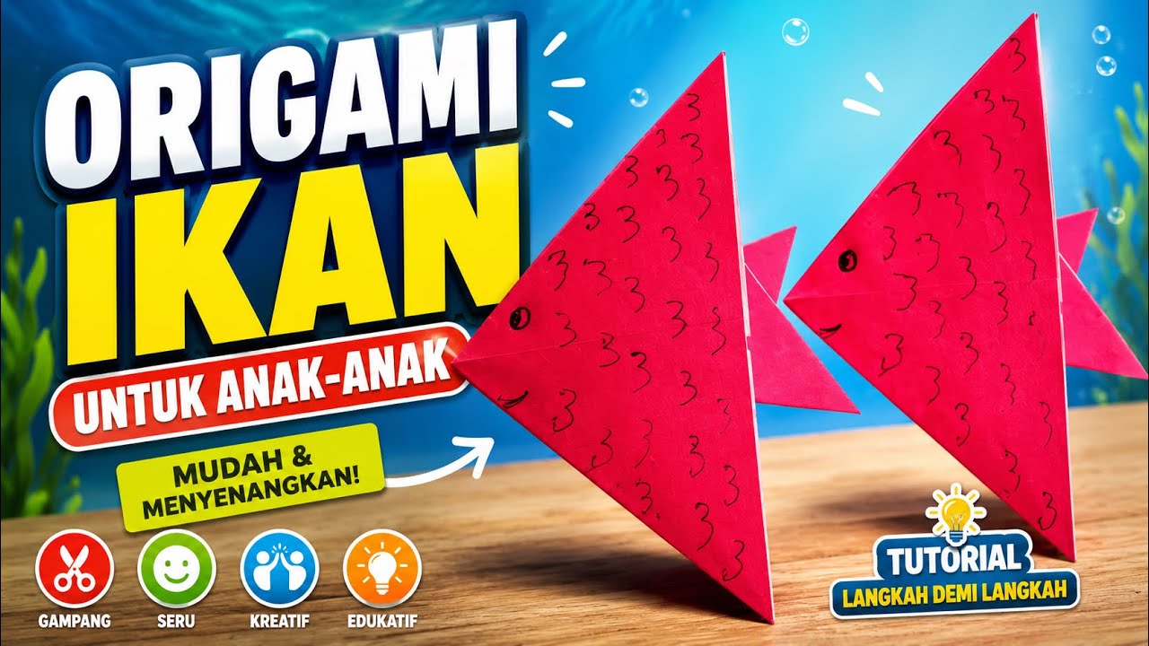 Cara membuat origami ikan yang mudah untuk TK dan Prasekolah