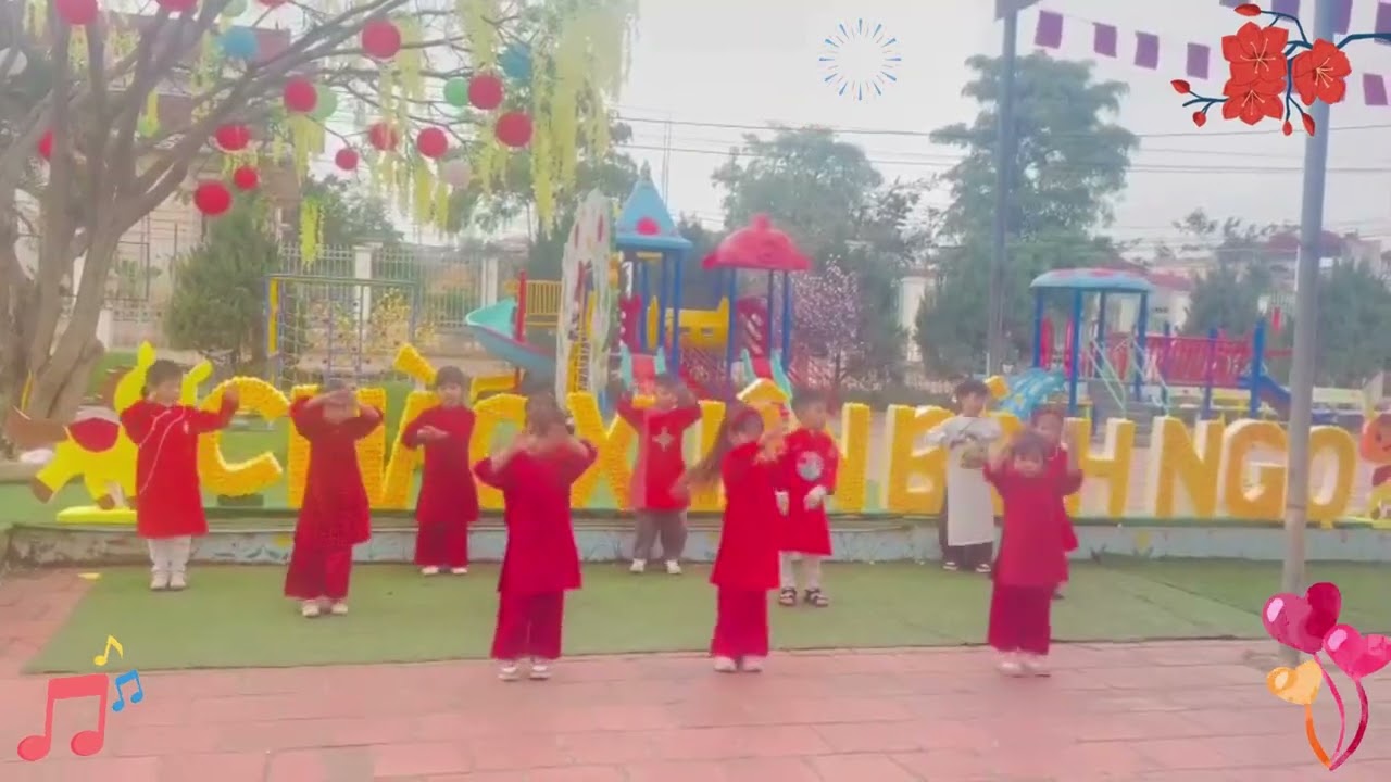 Nhảy xuân về trên rừng núi các bé trường MN Biên Sơn