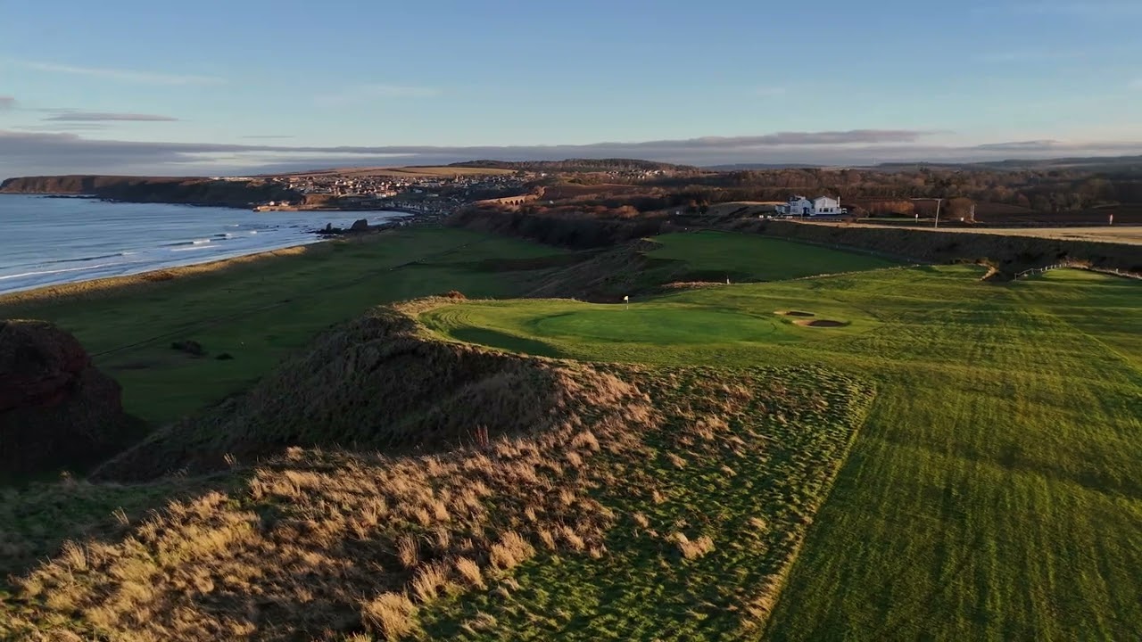 Cullen Links Golf Club at Sunset | AKH Golf - Professional Golf Photography in Scotland