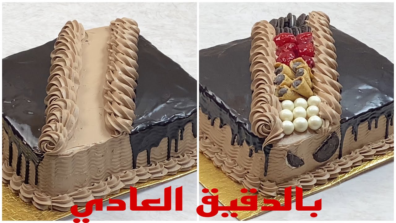 تورته نص شيكولاتة ونص فانيليا 🎂بالدقيق العادي مقاس ٣٠*٣٠ وطريقة الجناش بالماء 💪👌🙈