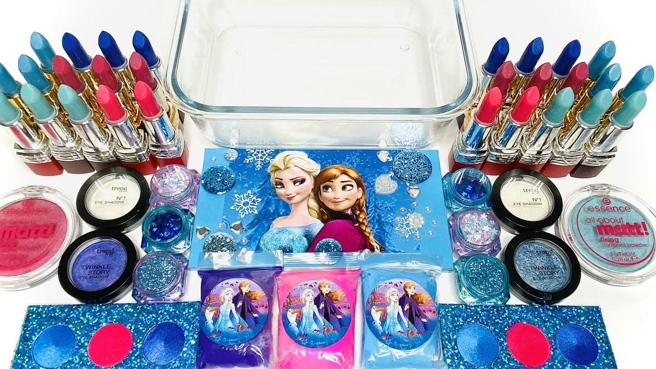 Frozen Purple vs Blue vs Pink Slime Makeup - Mixing Makeup Eyeshadow Into Slime