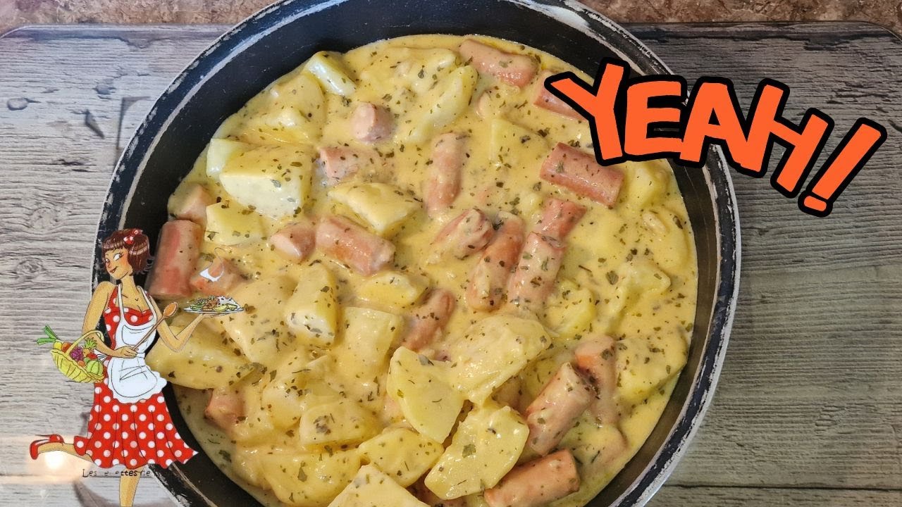 Pommes de terre et knackis sauce cheddar, C'EST le plat qui régale TOUTE la famille 😍😍😍