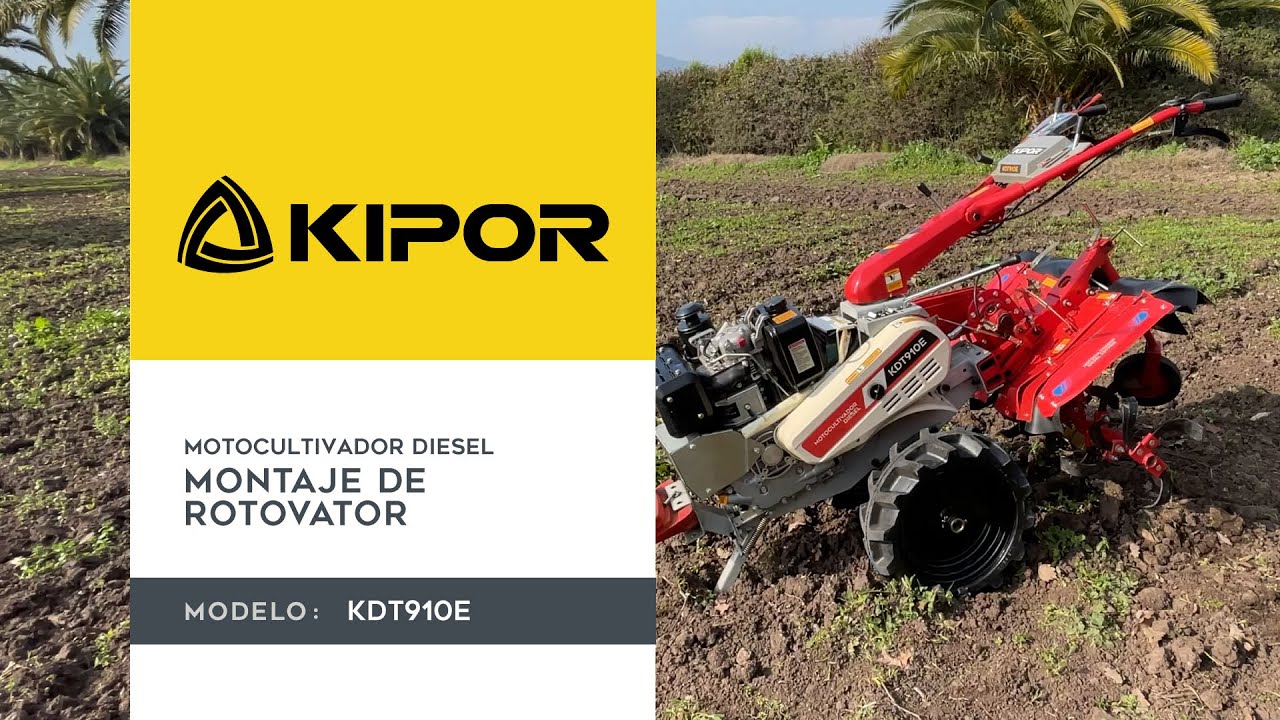 Montaje de Rotovator Motocultivador KIPOR KDT910E