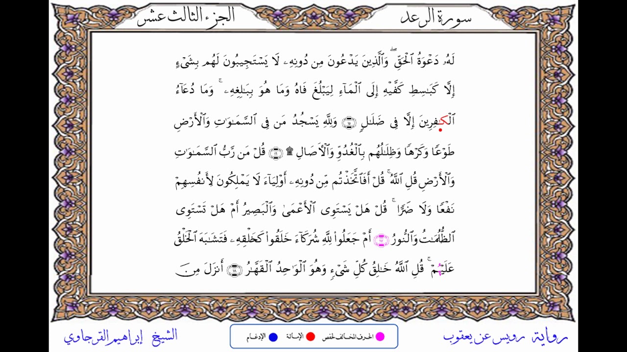سورة الرعد من المصحف المرتل المصور برواية رويس عن يعقوب بصوت الشيخ إبراهيم القرجاوي