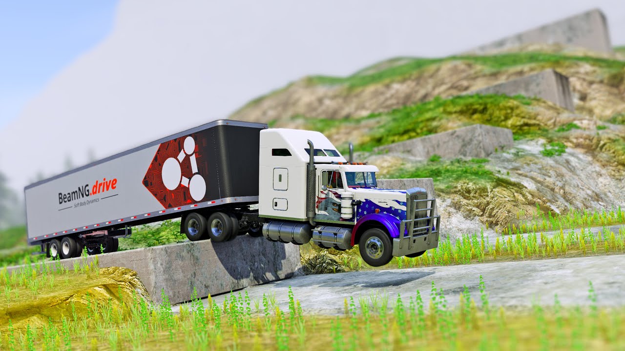 BeamNG Drive - BigRig vs Higher And Higher Cliff Drops
