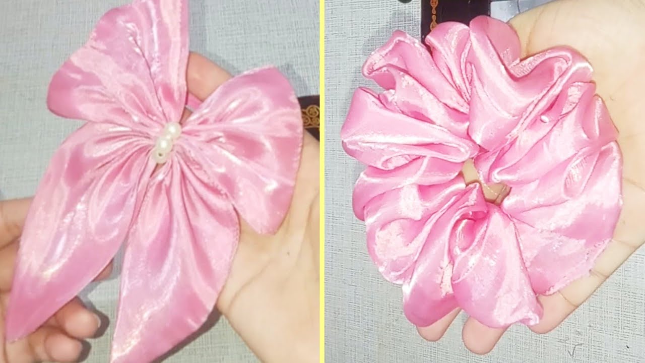 Hair Bow & Scrunchie Making | Hair Accessories Stitching Tutorial | आसान हेयर बो और स्क्रंची बनाऐं 