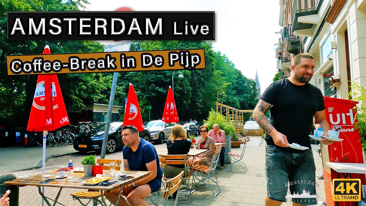 Coffee break 4K Tour of Amsterdam - De Pijp - City Center - Red-light District Summer 2022