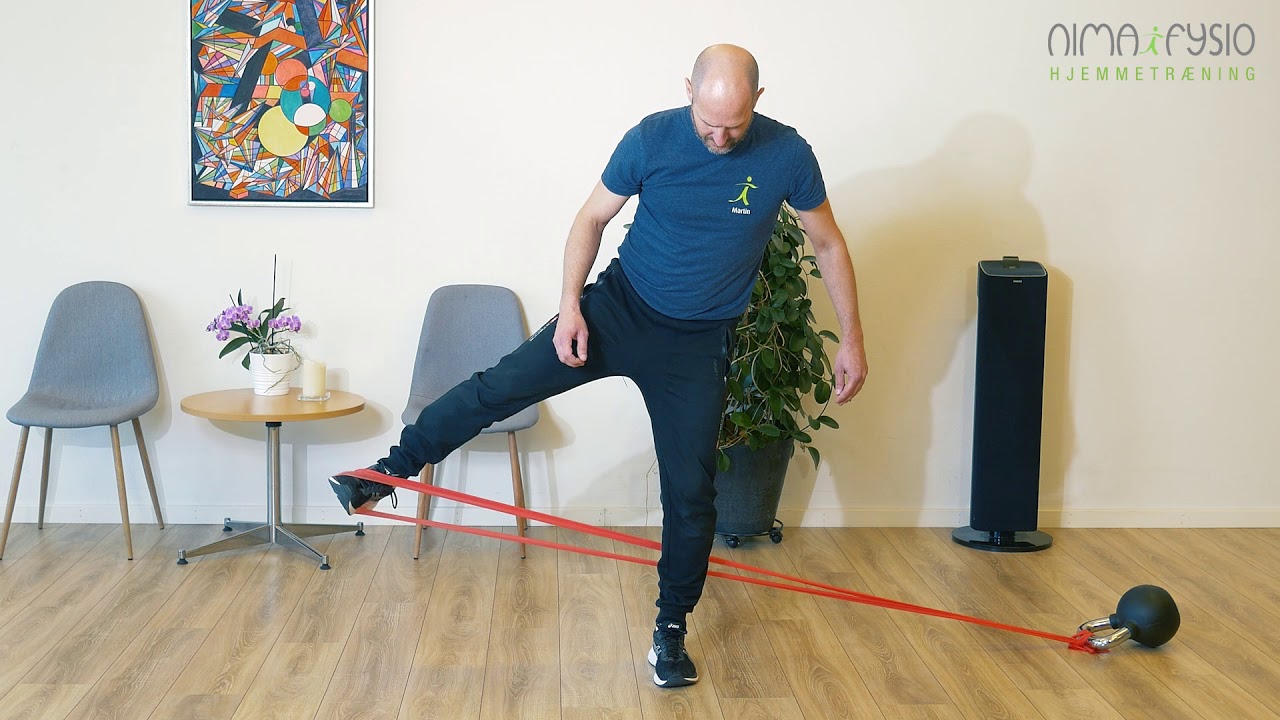 Benspark til siden - Øvelse med rubberband - NIMA FYSIO