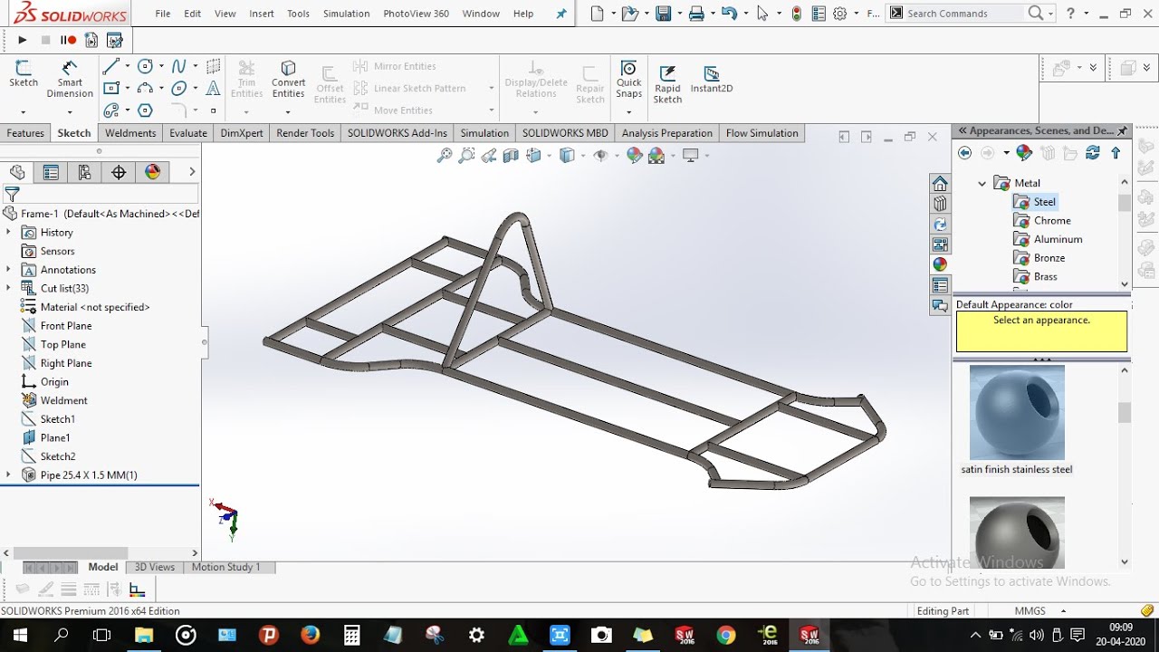 How to design Gokart frame in solidworks