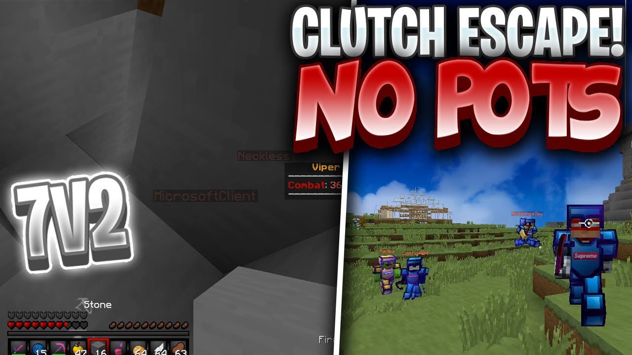 CLUTCH ESCAPE FROM A 7V2 GANK FIGHT *NO POTS* | Minecraft HCF