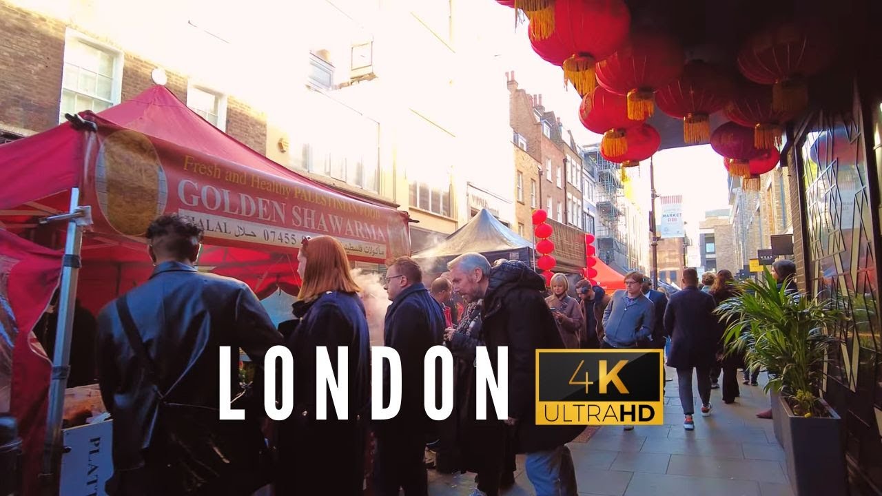 Soho Street Food | Central London Walking Tour | 4K 60FPS