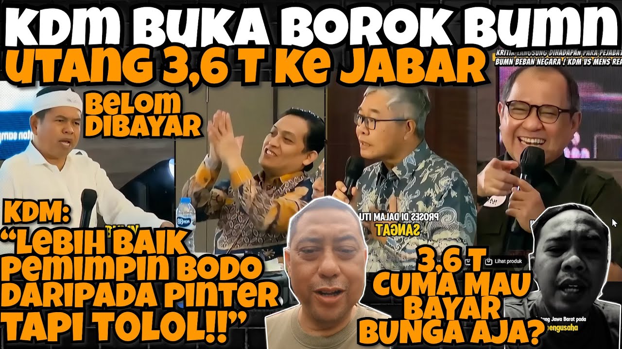 KDM BUKA BOROK BUMN‼️UTANG 3,6 T ke JABAR‼️BELOM DIBAYAR‼️CUMA MAU BAYAR BUNGANYA AJA⁉️