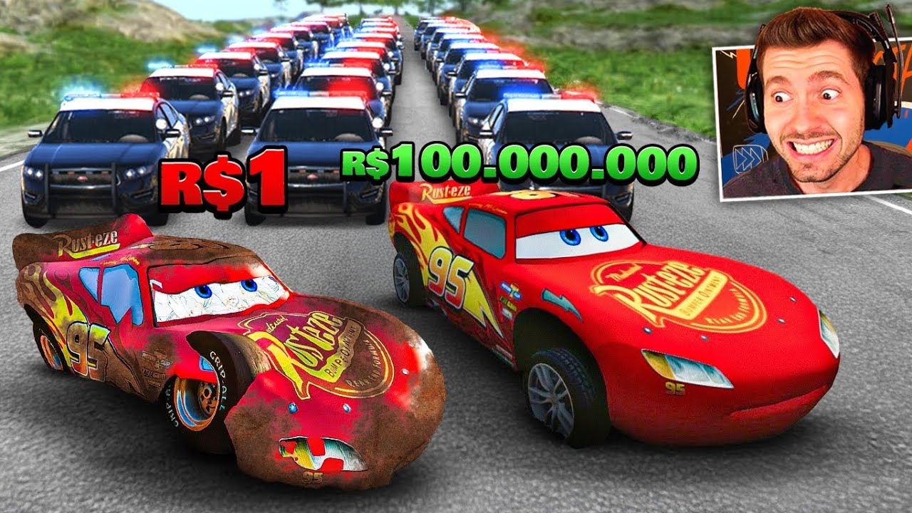 Aprendendo FUGAS com MCQUEEN R$ 1 vs R$ 99.999999 no GTA 5!