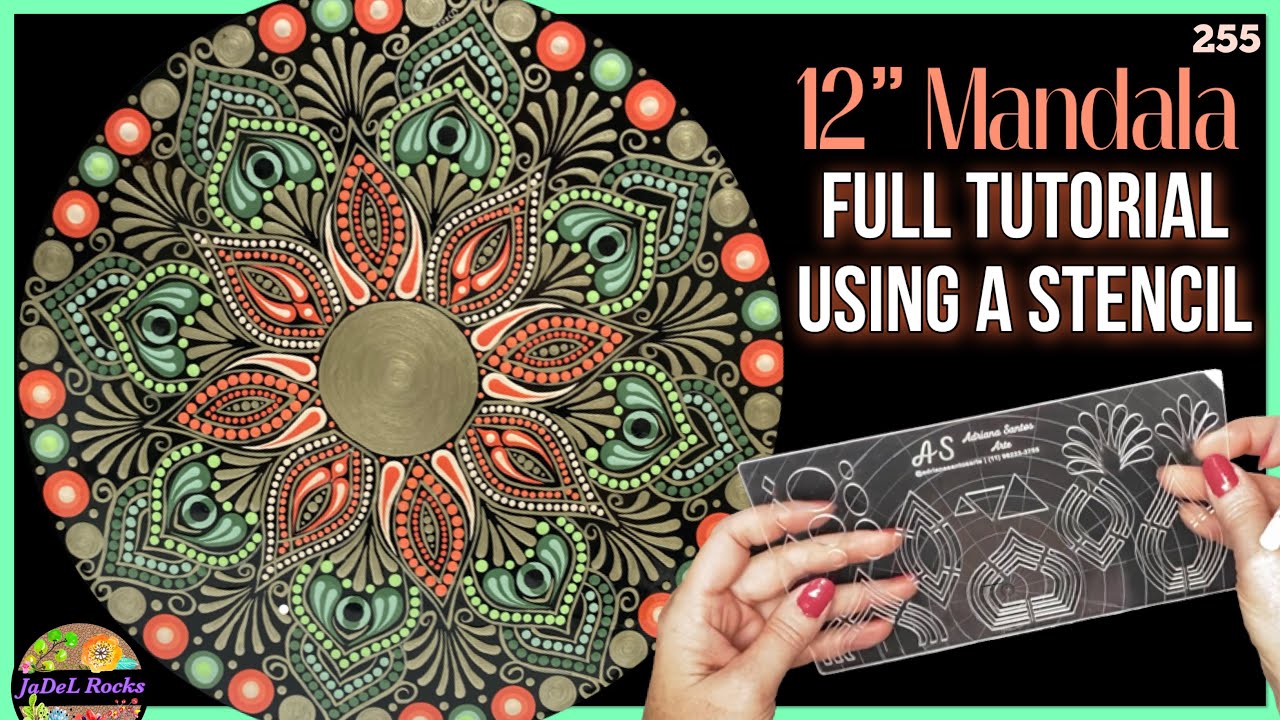 I used a STENCIL! Mandala Dot Art Painting on Upcycled Record Album Tutorial
