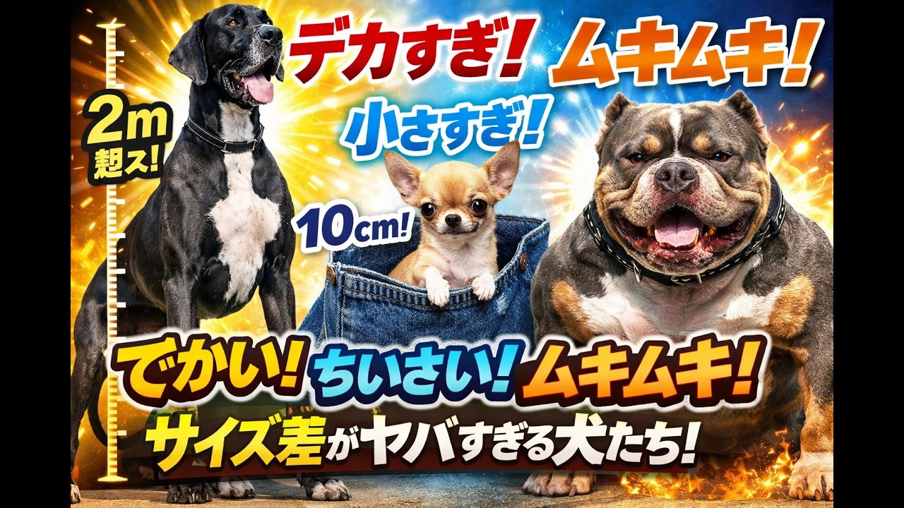 世界最大・最小・筋肉最強！サイズが極端すぎる犬たち