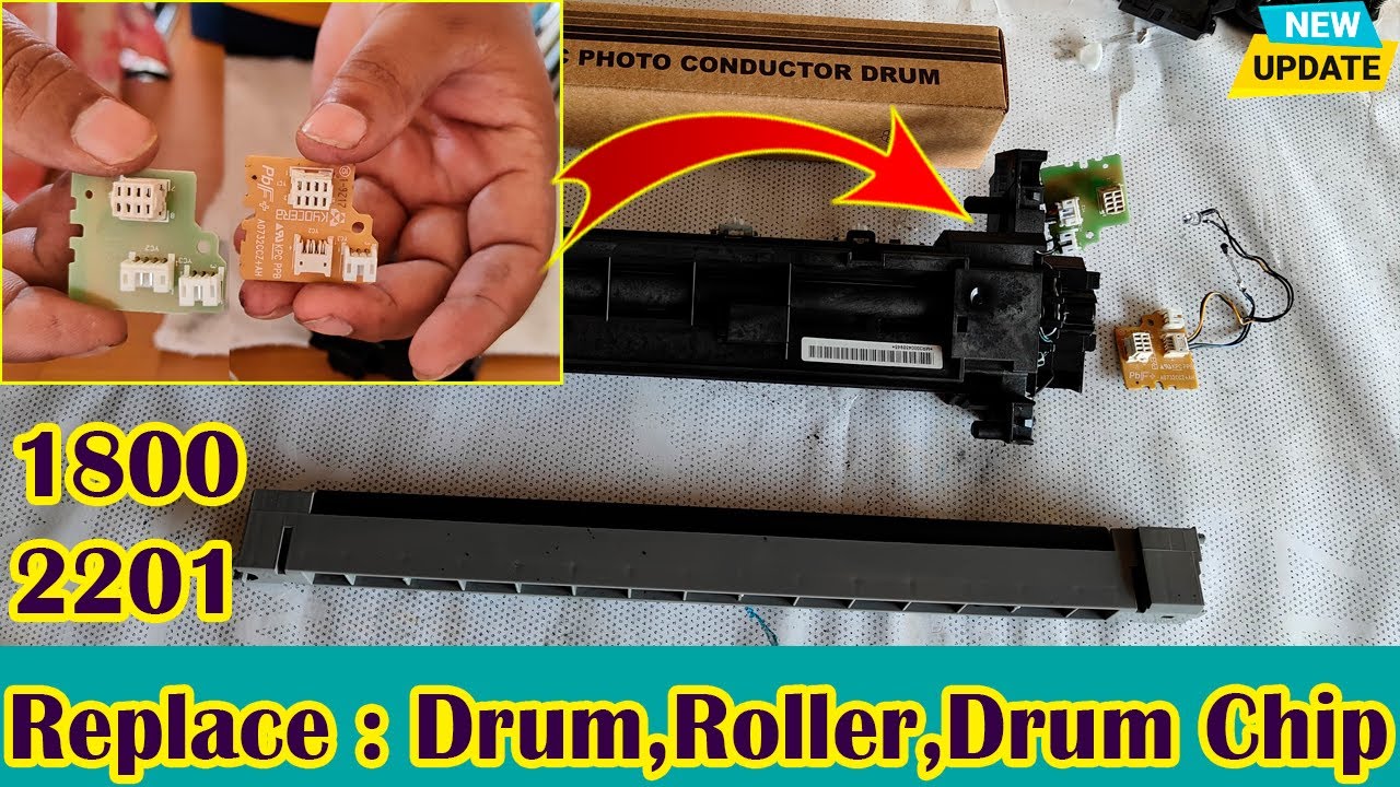 How to replace Drum & cleaning Blade & Drum chip in Kyocera TK -1800/2201 Multifunction printer