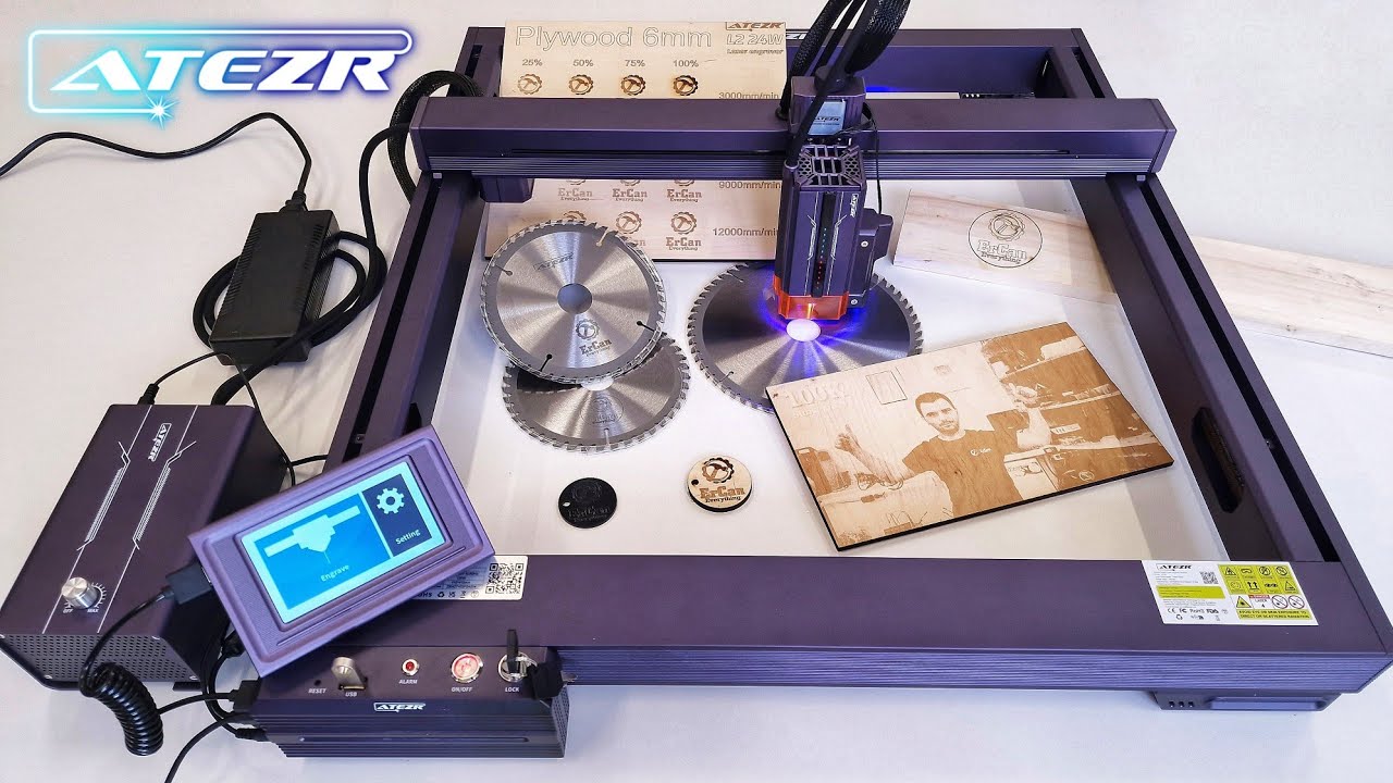 Atezr L2 24W Engraving Laser with Auto Focus function including Air Assist controlled by Application