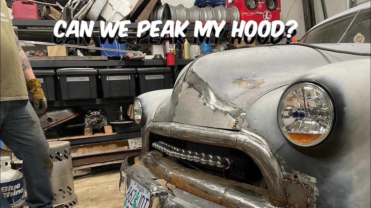 Peaking and rebuilding the front of my hood 1950 Chevy