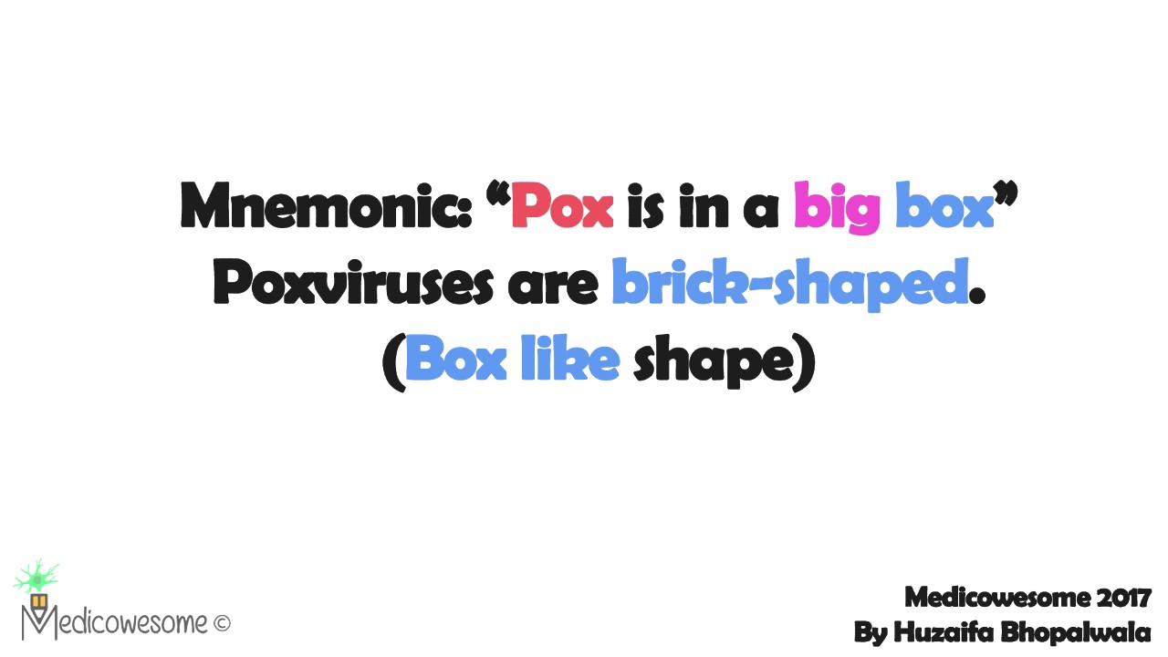 Structure and properties of poxviruses mnemonic