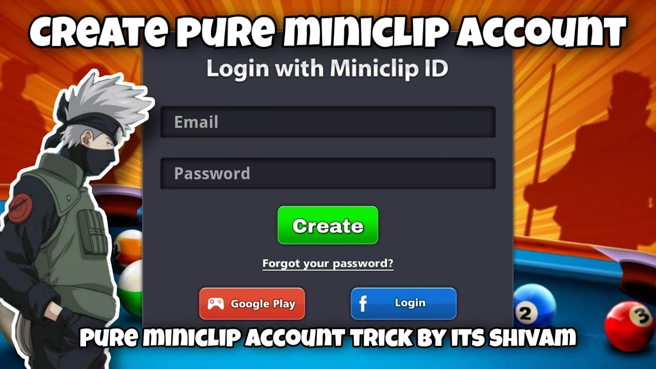 HOW TO CREATE A MINICLIP ACCOUNT IN 8 BALL POOL || ITS SHIVAM !!!