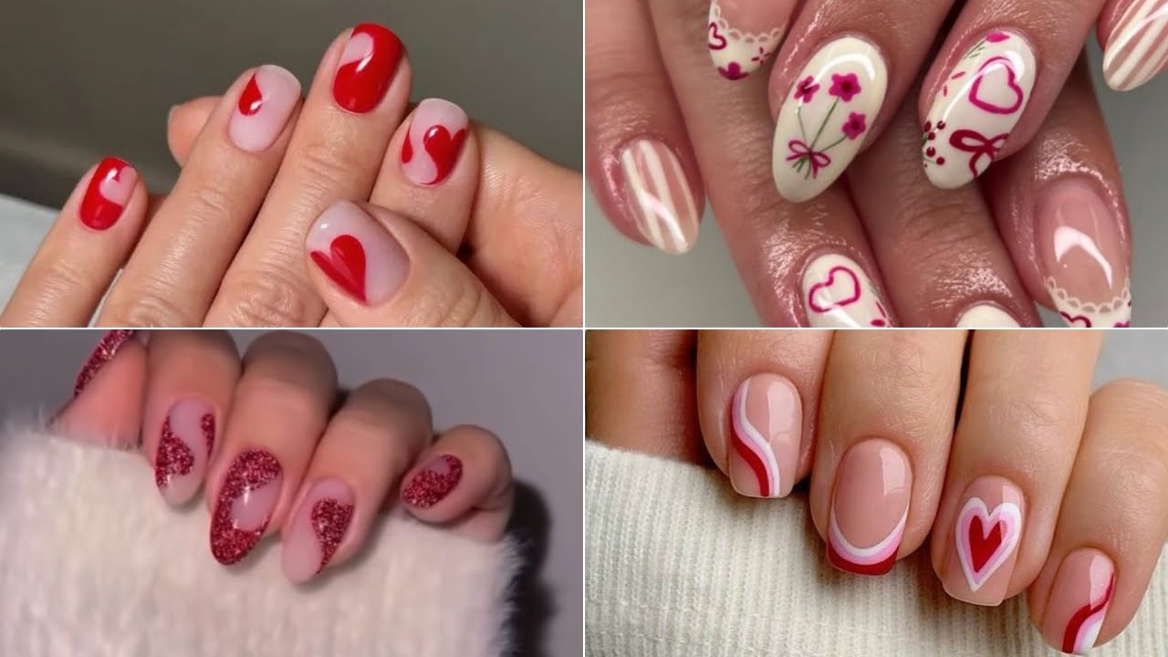 Simple Valentine Nail Art Designs || Easy DIY for Beginners❤️💅