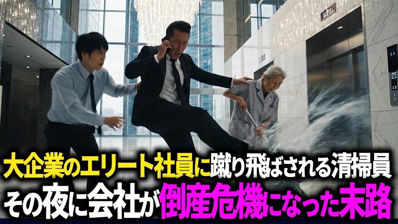 大手企業のビルで「邪魔だ！」とエリート社員に蹴り飛ばされる老婆。しかし、その夜に会社がサイバー攻撃で倒産危機になった結果…