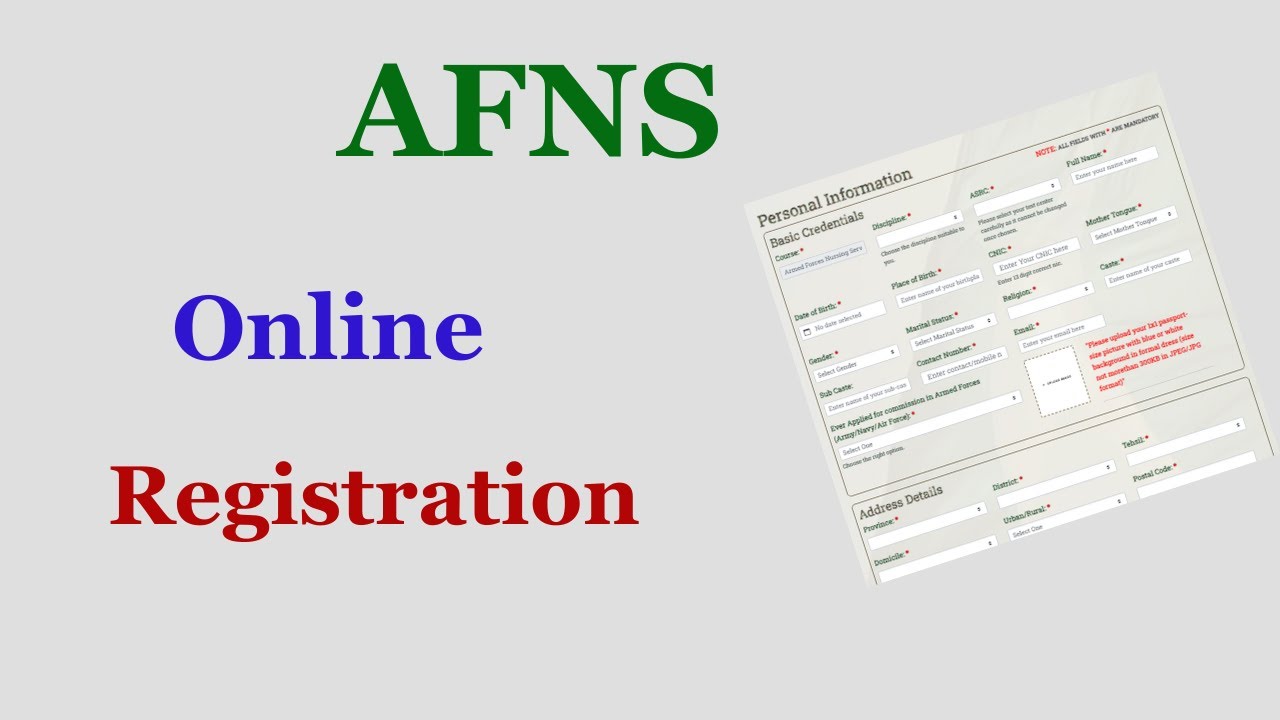 AFNS Test Online Registration 2024 | AFNS Online Registration
