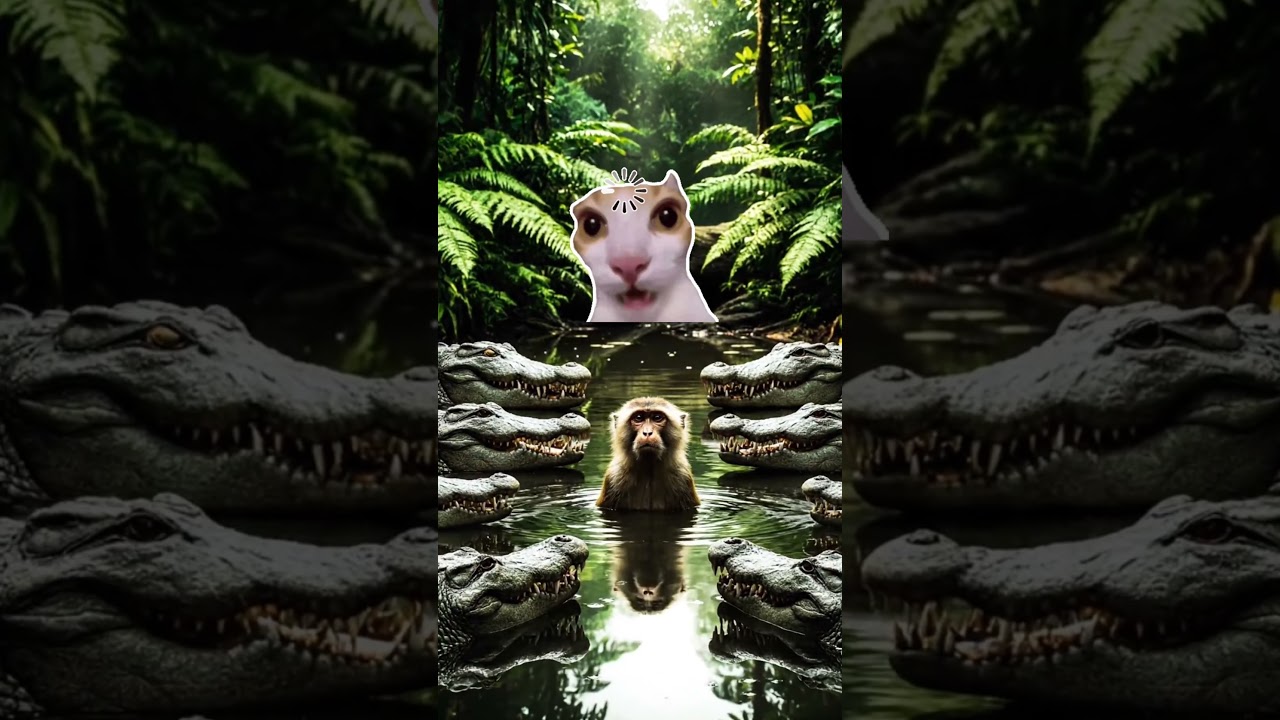 Lost Monkey Surrounded by Crocodiles 😂🐒🐊 | Funny Wildlife Short I Wildlife Miracles