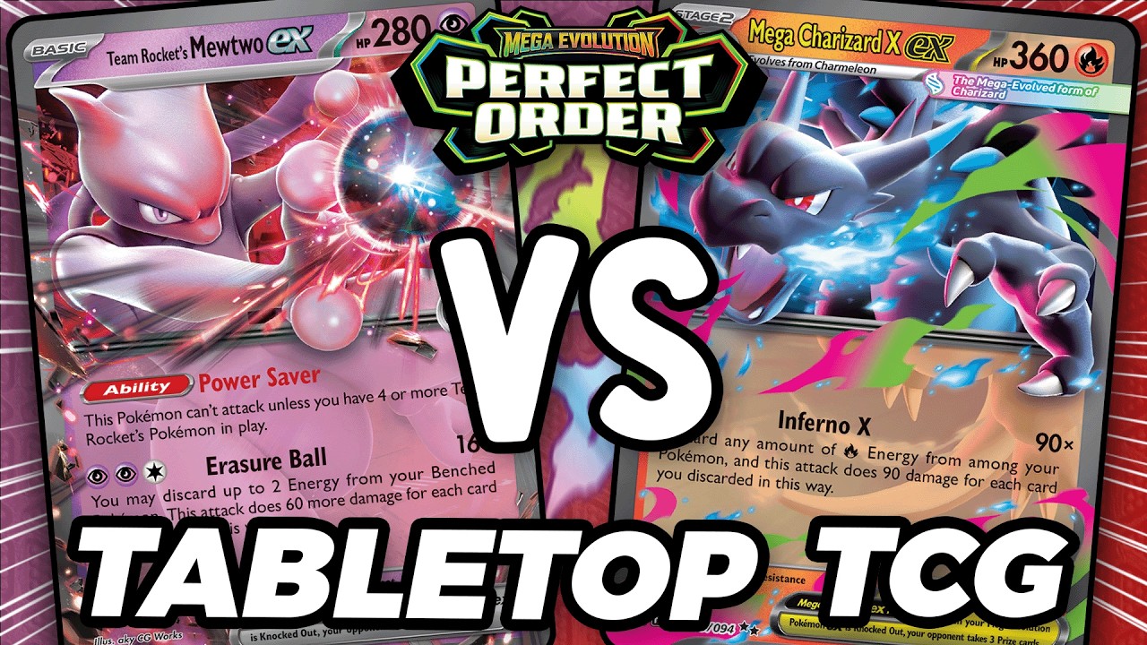 Can Team Rocket's Mewtwo ex Defeat Mega Charizard X ex in this Pokemon TCG Tabletop Match!?!