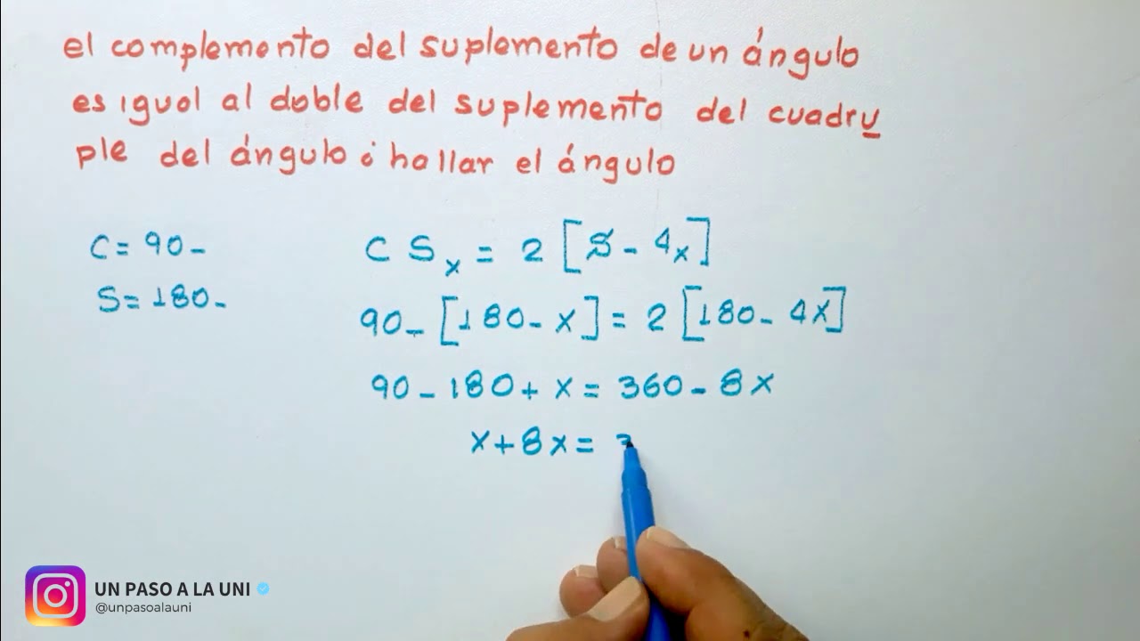 TAREA!!!︱EJERCICIOS RESUELTOS︱GEOMETRIA︱COMPLEMENTO Y SUPLEMENTO #04︱UN PASO A LA UNI - ELE DATA