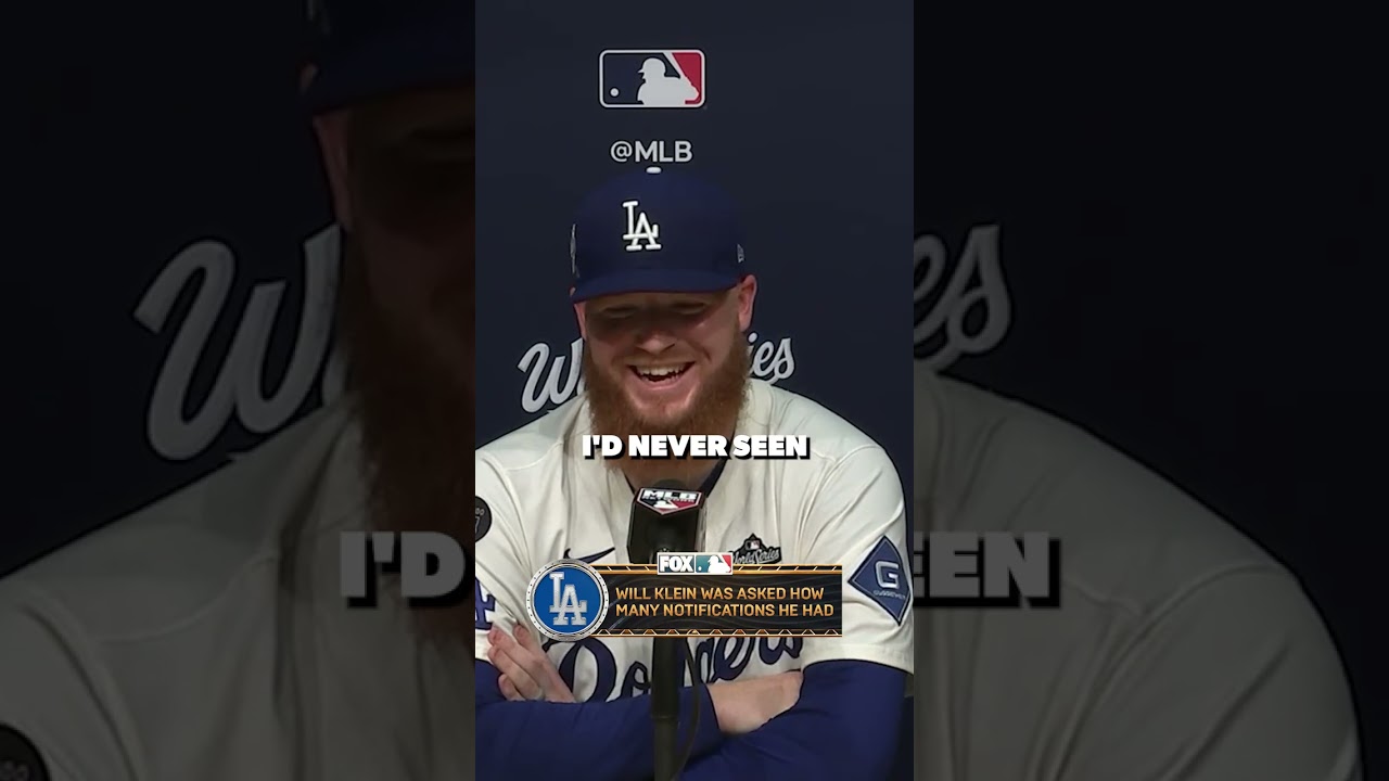 Will Klein got A LOT of notifications on his phone after the game 🤣 #willklein #dodgers #worldseries