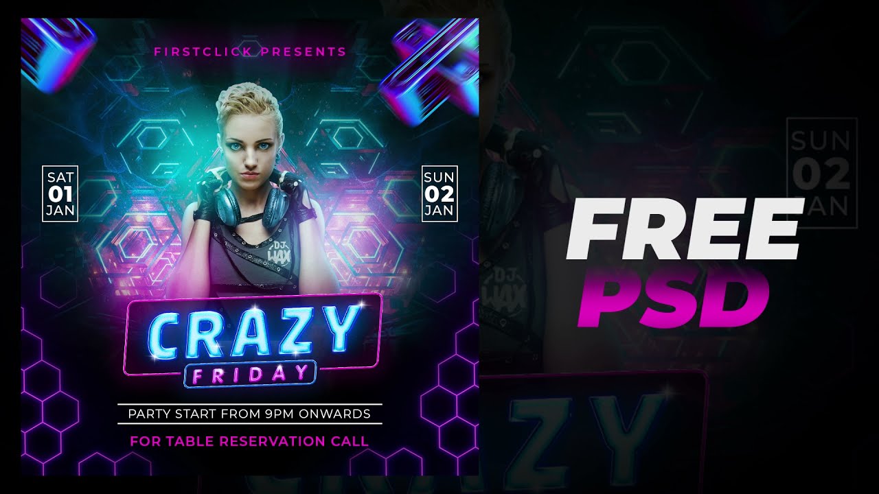 PARTY FLYER TUTORIAL BY Firstclick -  PSD FILE FREE DOWNLOAD